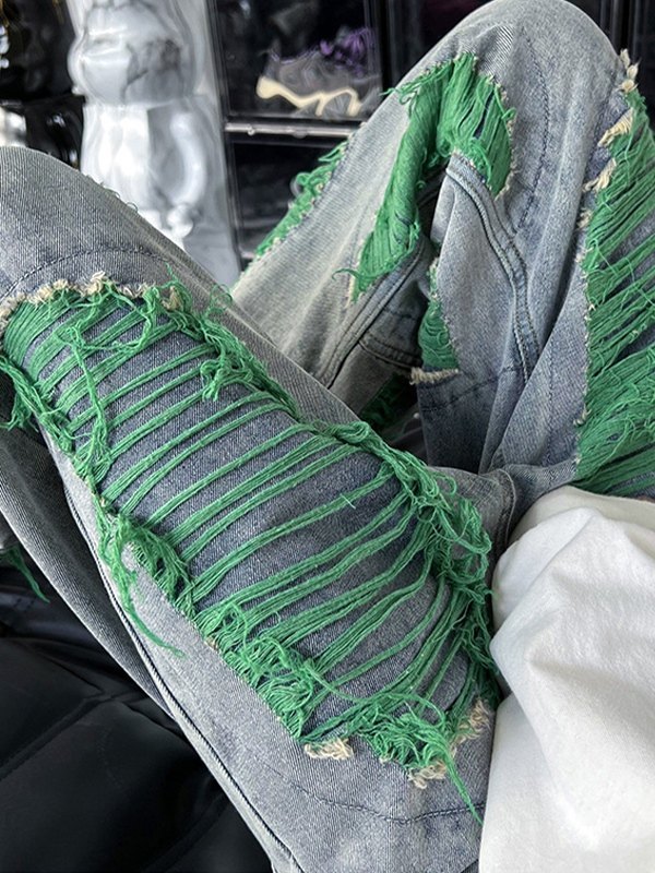 Men's Ripped Frayed Jeans-2