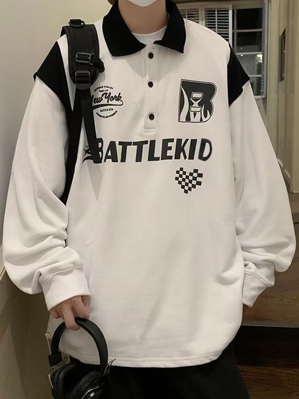 Men's Patchwork Racing Graphic Sweatshirt-2