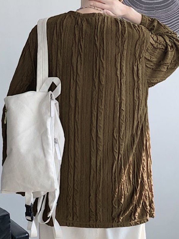 Men's Creped Crew Neck Long Sleeve Tee-3