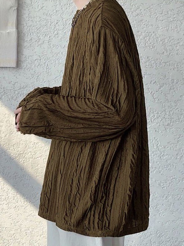 Men's Creped Crew Neck Long Sleeve Tee-4