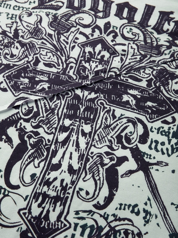 Gothic Cross Print 2 In 1 Long Sleeve Tee-4