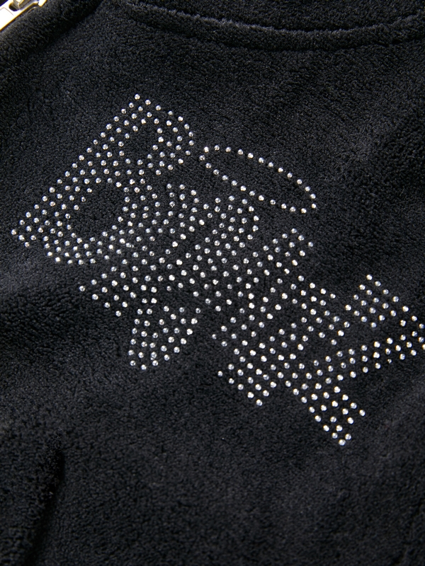 Letter Rhinestone Print Short Hoodie-6