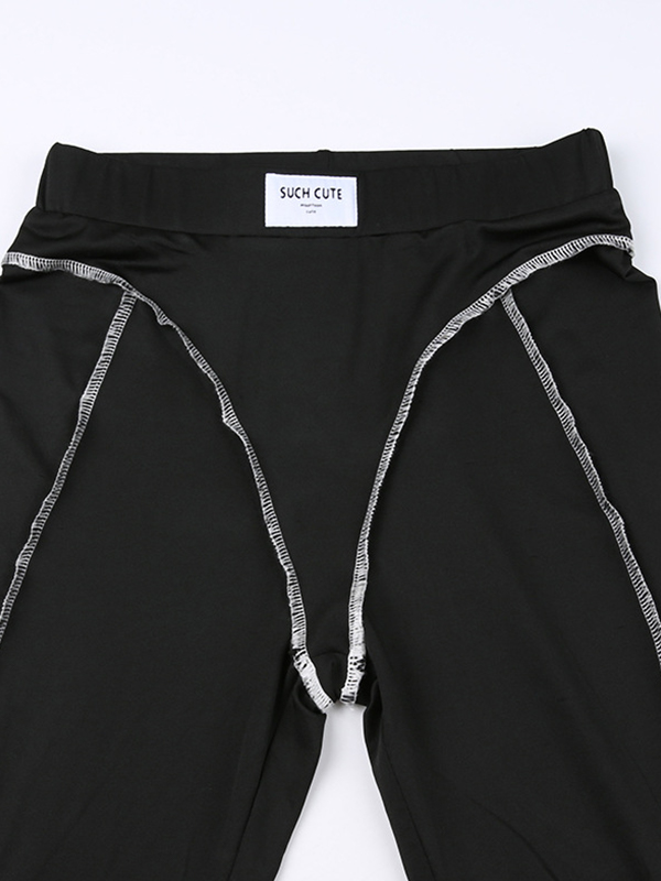 Top-stitching High Rise Tapered Pants-5