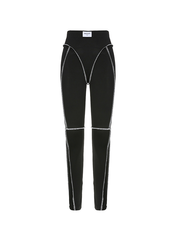 Top-stitching High Rise Tapered Pants-4