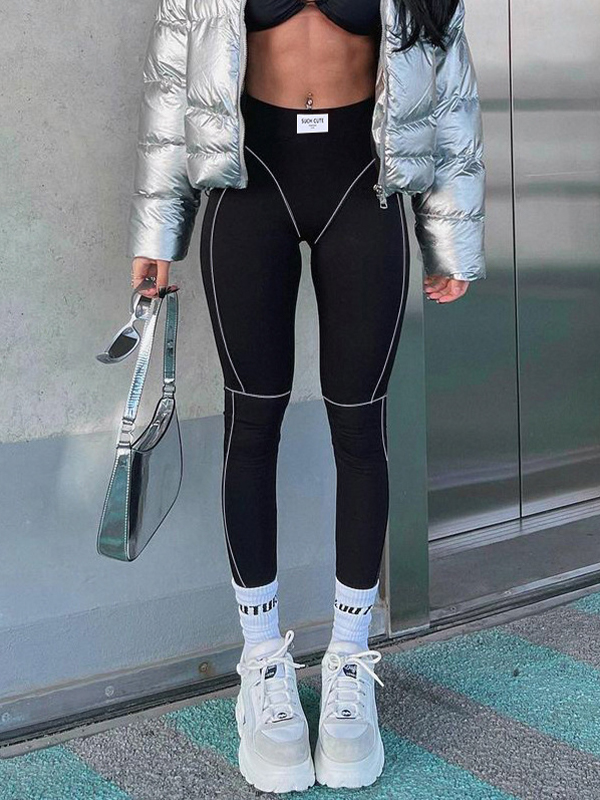 Top-stitching High Rise Tapered Pants-2