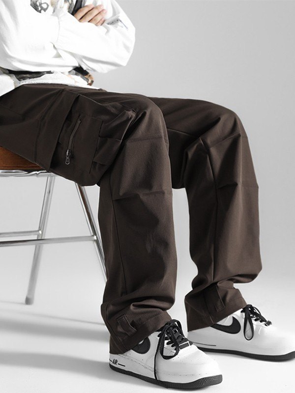 Men's Ruched Vintage Straight Cargo Pants-3