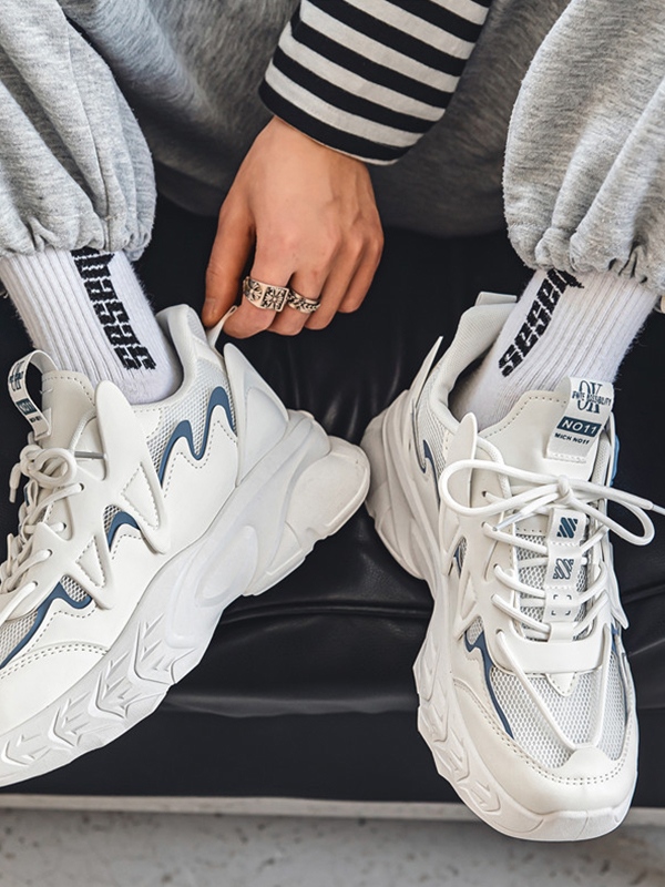 Men's Solid Color Casual Platform Sneakers-2