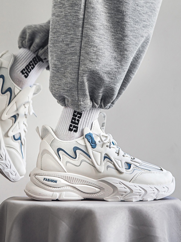 Men's Solid Color Casual Platform Sneakers-3